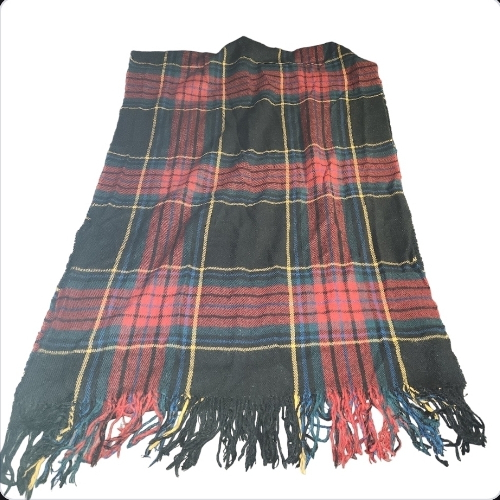 Oversized plaid scarf